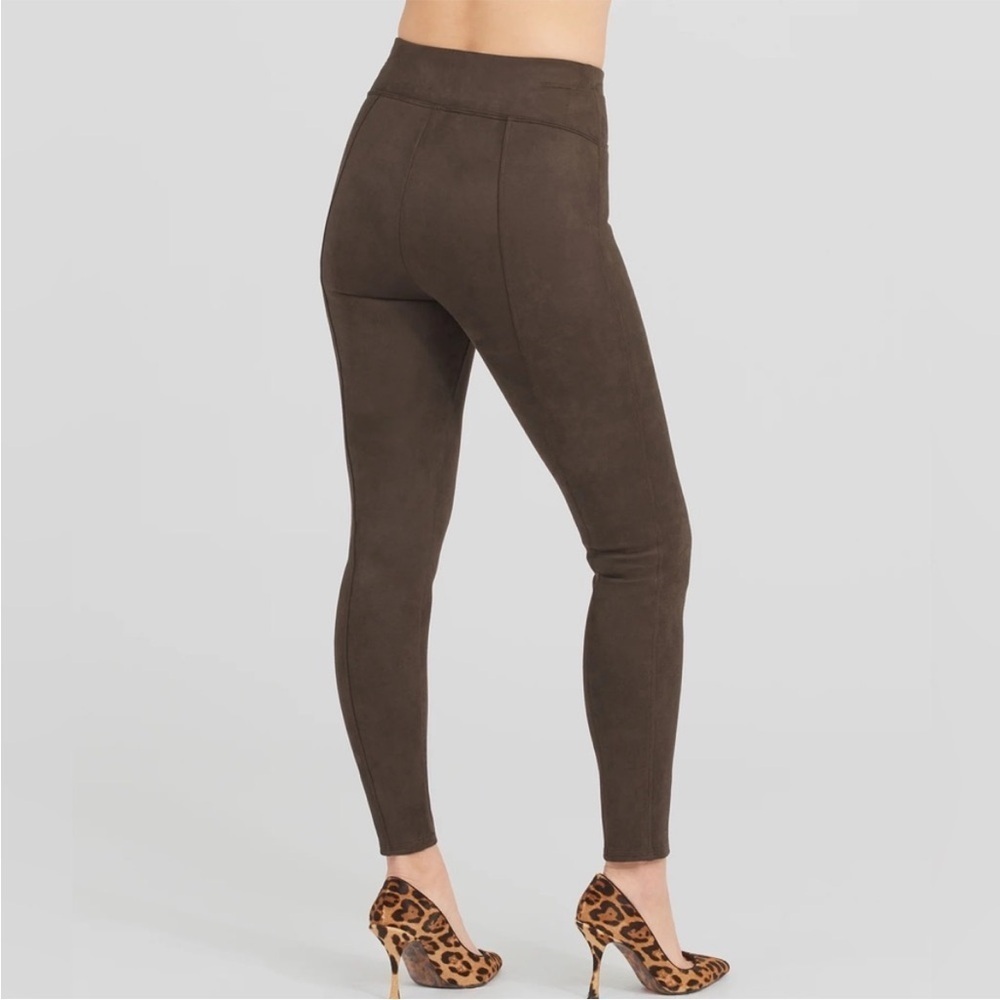 Spanx Chocolate Brown Faux Suede Leggings Size Small - Picture 2 of 13